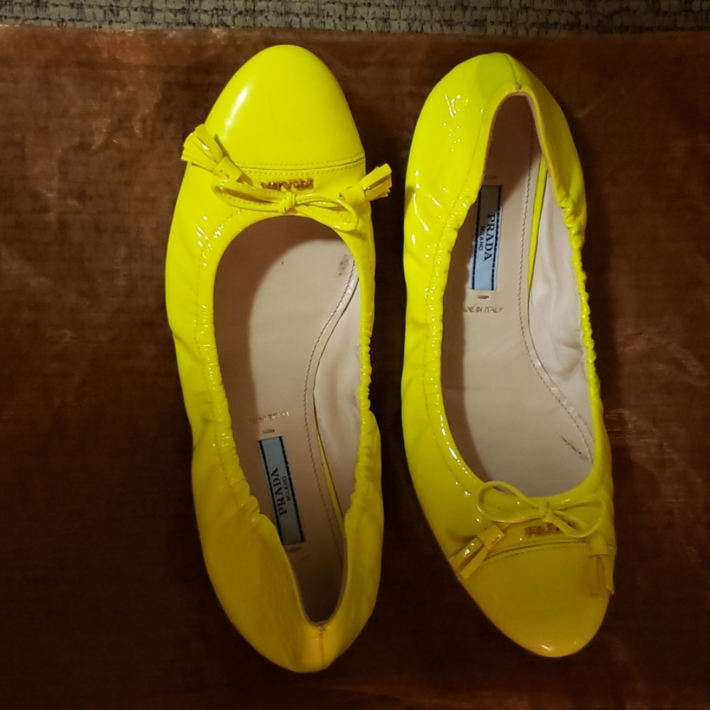 Prada yellow ballet shoes